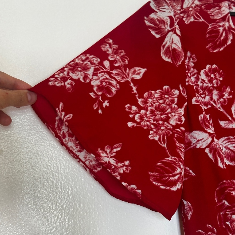 Abercrombie & Fitch: Women’s XS Red Floral Wrap Maxi Dress Short Sleeve - Picture 5 of 9
